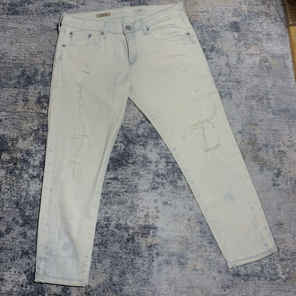 Adriano Goldschmied Relaxed Skinny Crop Distressed Jean Size 30 Women Inseam 27”